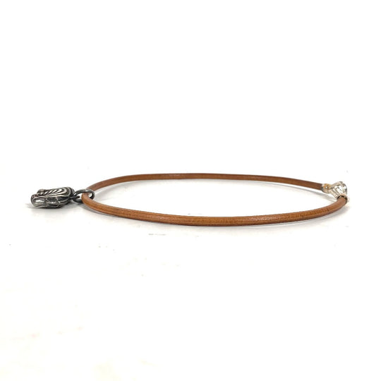 HERMES Necklace leather Silver animal Zebra Choker Women Used Authentic