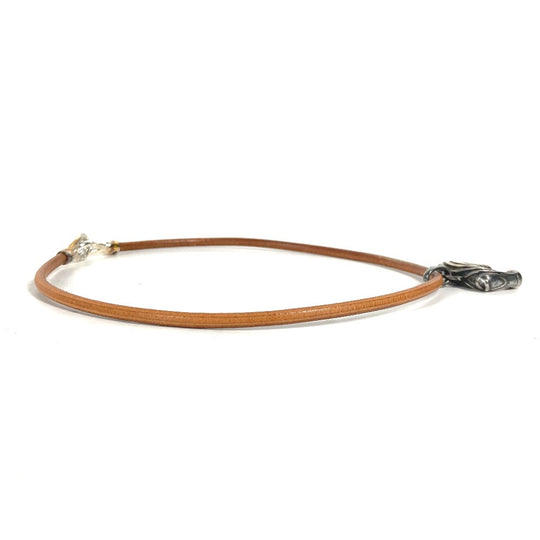 HERMES Necklace leather Silver animal Zebra Choker Women Used Authentic