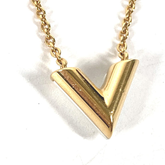 LOUIS VUITTON Necklace M69618 metal gold Chain Essential V Pearl Women Used Authentic