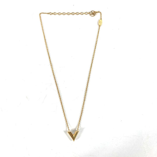 LOUIS VUITTON Necklace M69618 metal gold Chain Essential V Pearl Women Used Authentic