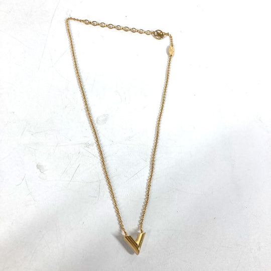 LOUIS VUITTON Necklace M69618 metal gold Chain Essential V Pearl Women Used Authentic