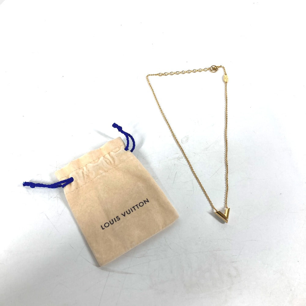 LOUIS VUITTON Necklace M69618 metal gold Chain Essential V Pearl Women Used Authentic