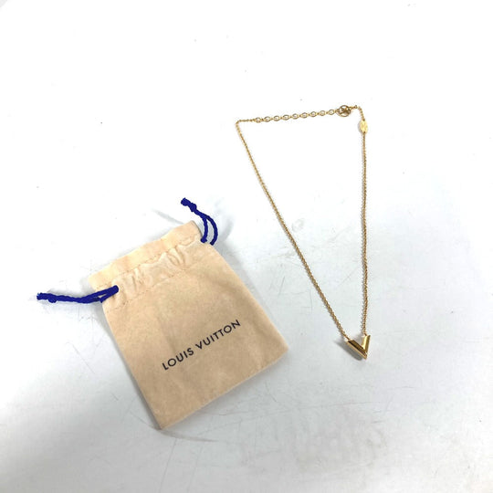 LOUIS VUITTON Necklace M69618 metal gold Chain Essential V Pearl Women Used Authentic