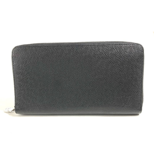 LOUIS VUITTON Long Wallet Purse M30056 Taiga Leather black Taiga Zippy Organizer NM mens Used Authentic