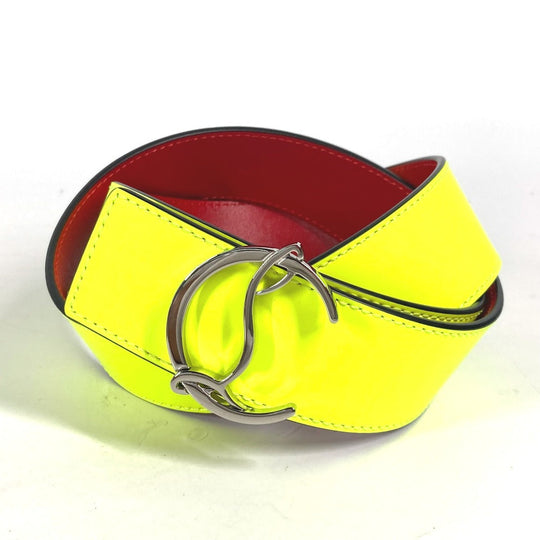 Christian Louboutin belt 1205285 leather yellow CL logo mens 85 Used Authentic