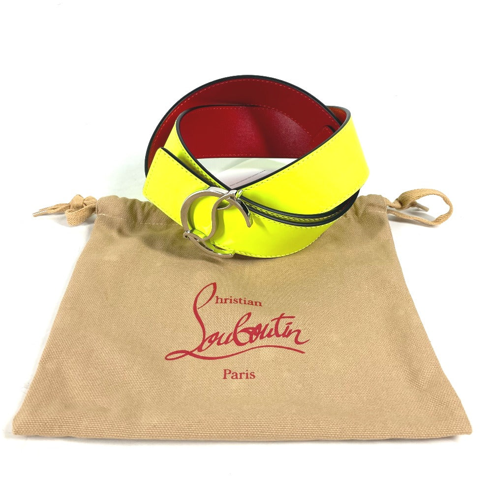 Christian Louboutin belt 1205285 leather yellow CL logo mens 85 Used Authentic
