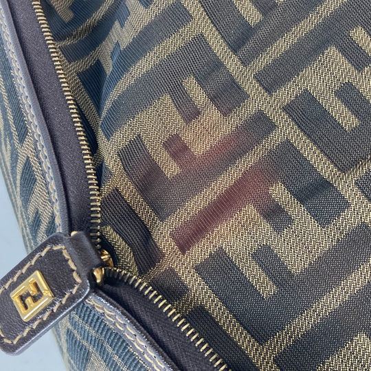 FENDI Shoulder Bag Nylon Brown Bag Tote Bag shawl Zucca folding logo Women Used Authentic