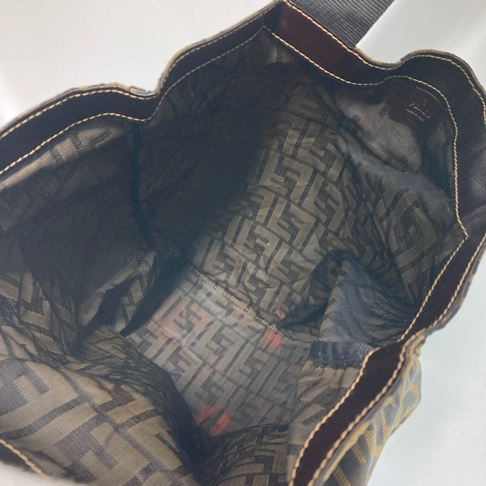FENDI Shoulder Bag Nylon Brown Bag Tote Bag shawl Zucca folding logo Women Used Authentic