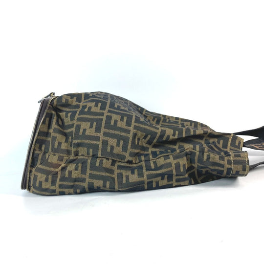 FENDI Shoulder Bag Nylon Brown Bag Tote Bag shawl Zucca folding logo Women Used Authentic