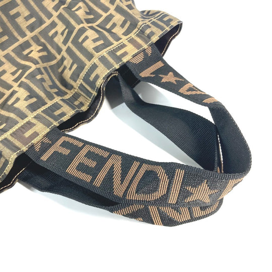 FENDI Shoulder Bag Nylon Brown Bag Tote Bag shawl Zucca folding logo Women Used Authentic