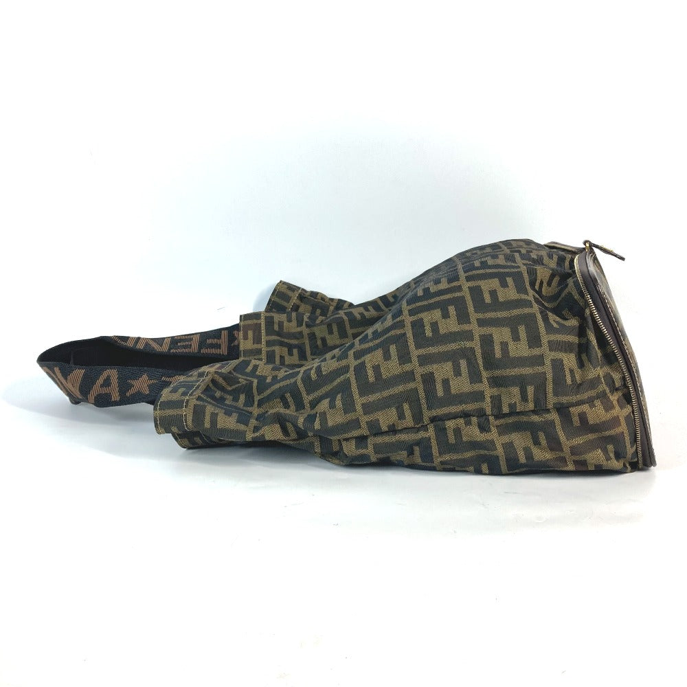 FENDI Shoulder Bag Nylon Brown Bag Tote Bag shawl Zucca folding logo Women Used Authentic