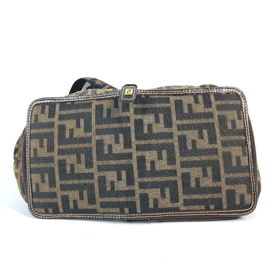 FENDI Shoulder Bag Nylon Brown Bag Tote Bag shawl Zucca folding logo Women Used Authentic