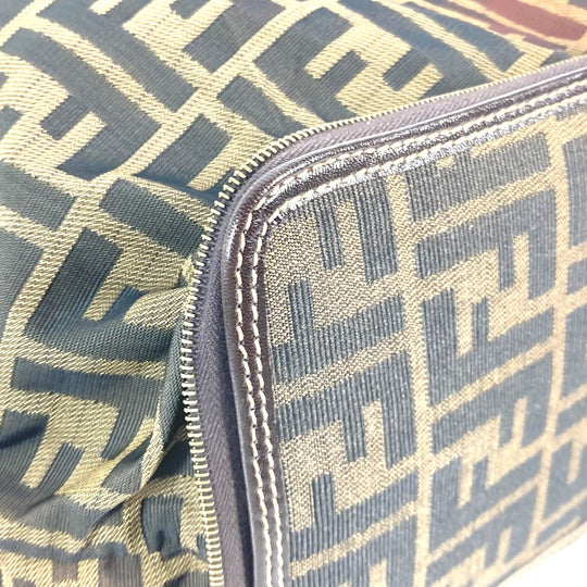 FENDI Shoulder Bag Nylon Brown Bag Tote Bag shawl Zucca folding logo Women Used Authentic