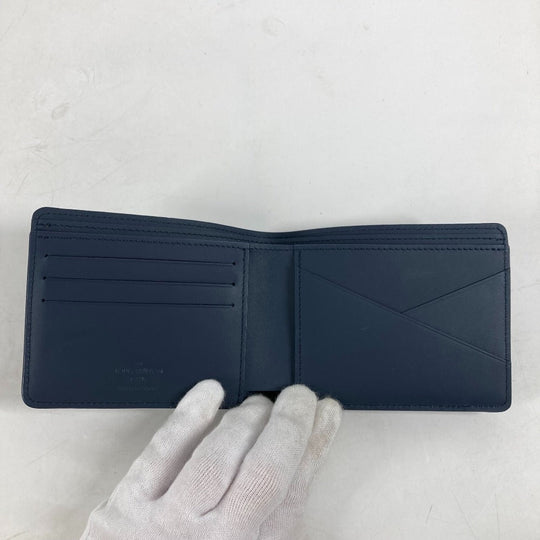 LOUIS VUITTON Folded wallet M81822 leather Navy LV Aero Portefeuille mens Used Authentic