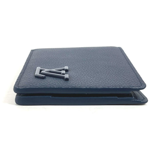 LOUIS VUITTON Folded wallet M81822 leather Navy LV Aero Portefeuille mens Used Authentic