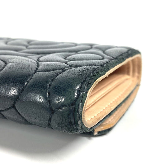CHANEL Trifold wallet leather black By color Camelia Women Used Authentic