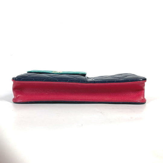 CHANEL Long Wallet Purse AP1138 Caviar skin Navy 2020 Cruise Tricolor Chain Wallet CC COCO Mark Women Used Authentic