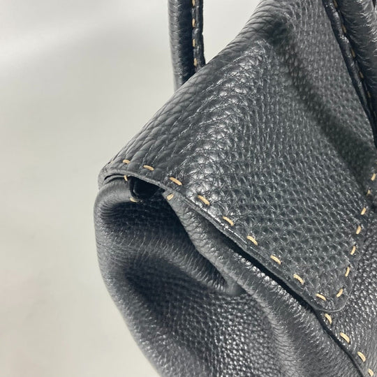 FENDI Shoulder Bag leather black vintage Celeria Women Used Authentic