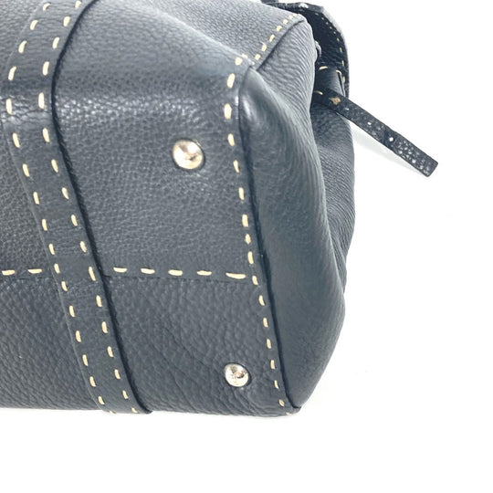 FENDI Shoulder Bag leather black vintage Celeria Women Used Authentic