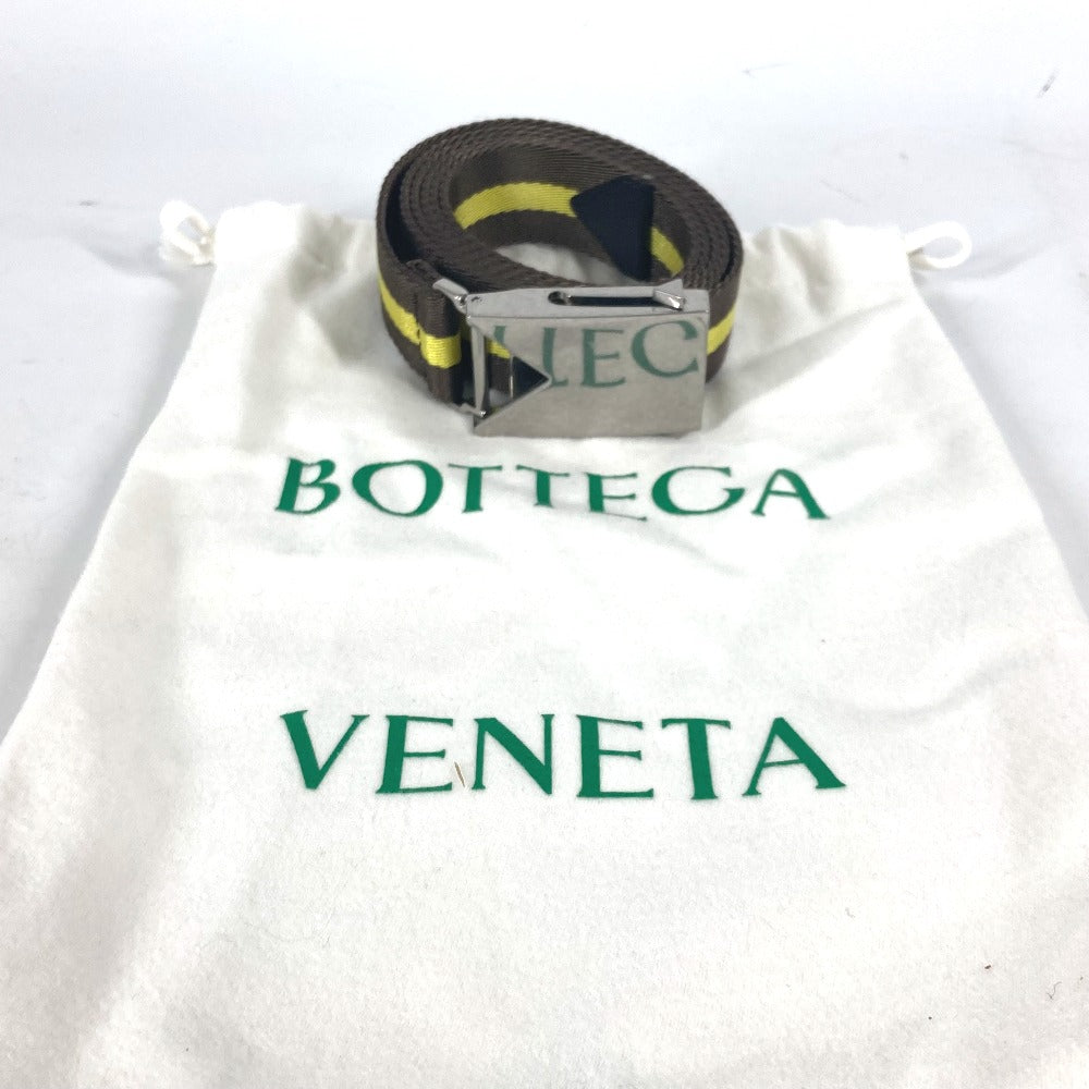 BOTTEGAVENETA belt 629663 canvas yellow Gacha Belt Border bicolor mens Used Authentic