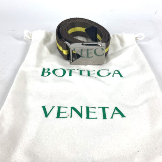 BOTTEGAVENETA belt 629663 canvas yellow Gacha Belt Border bicolor mens Used Authentic