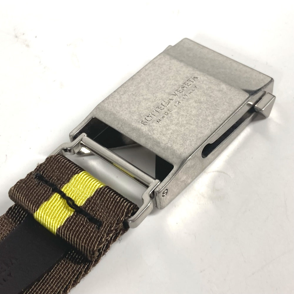 BOTTEGAVENETA belt 629663 canvas yellow Gacha Belt Border bicolor mens Used Authentic