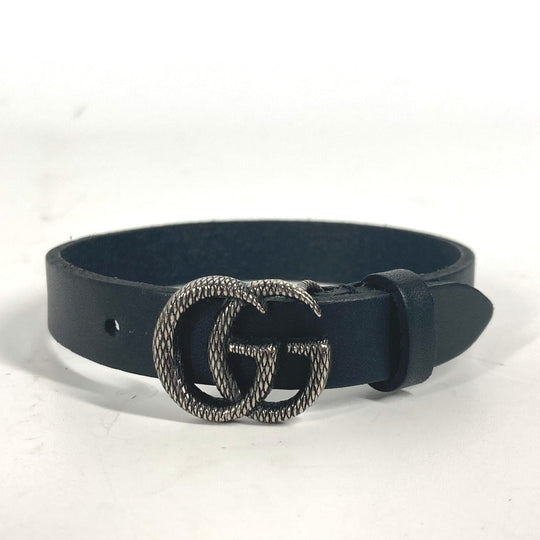 GUCCI bracelet 648702 leather black Double G engraving