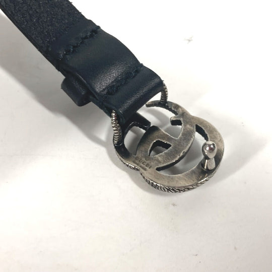 GUCCI bracelet 648702 leather black Double G engraving