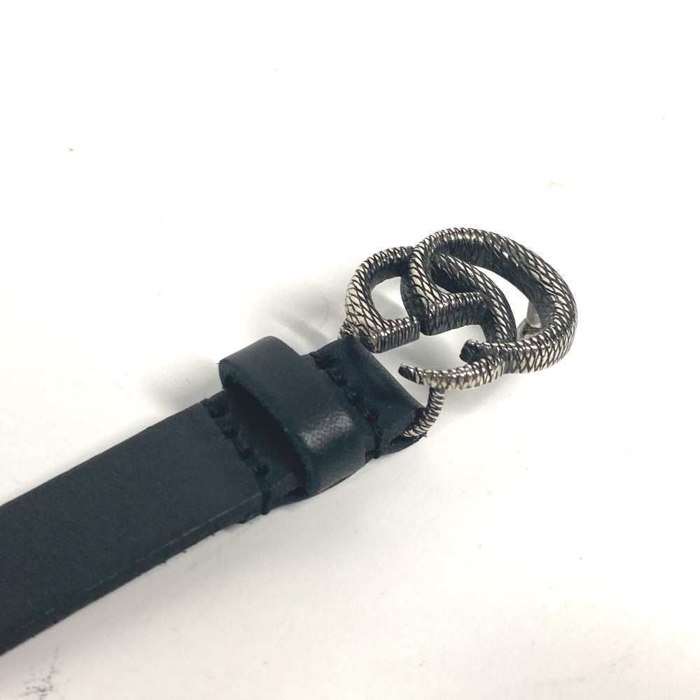 GUCCI bracelet 648702 leather black Double G engraving