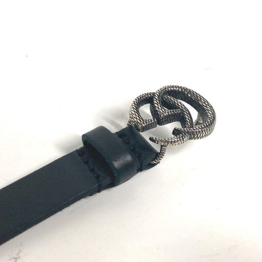 GUCCI bracelet 648702 leather black Double G engraving