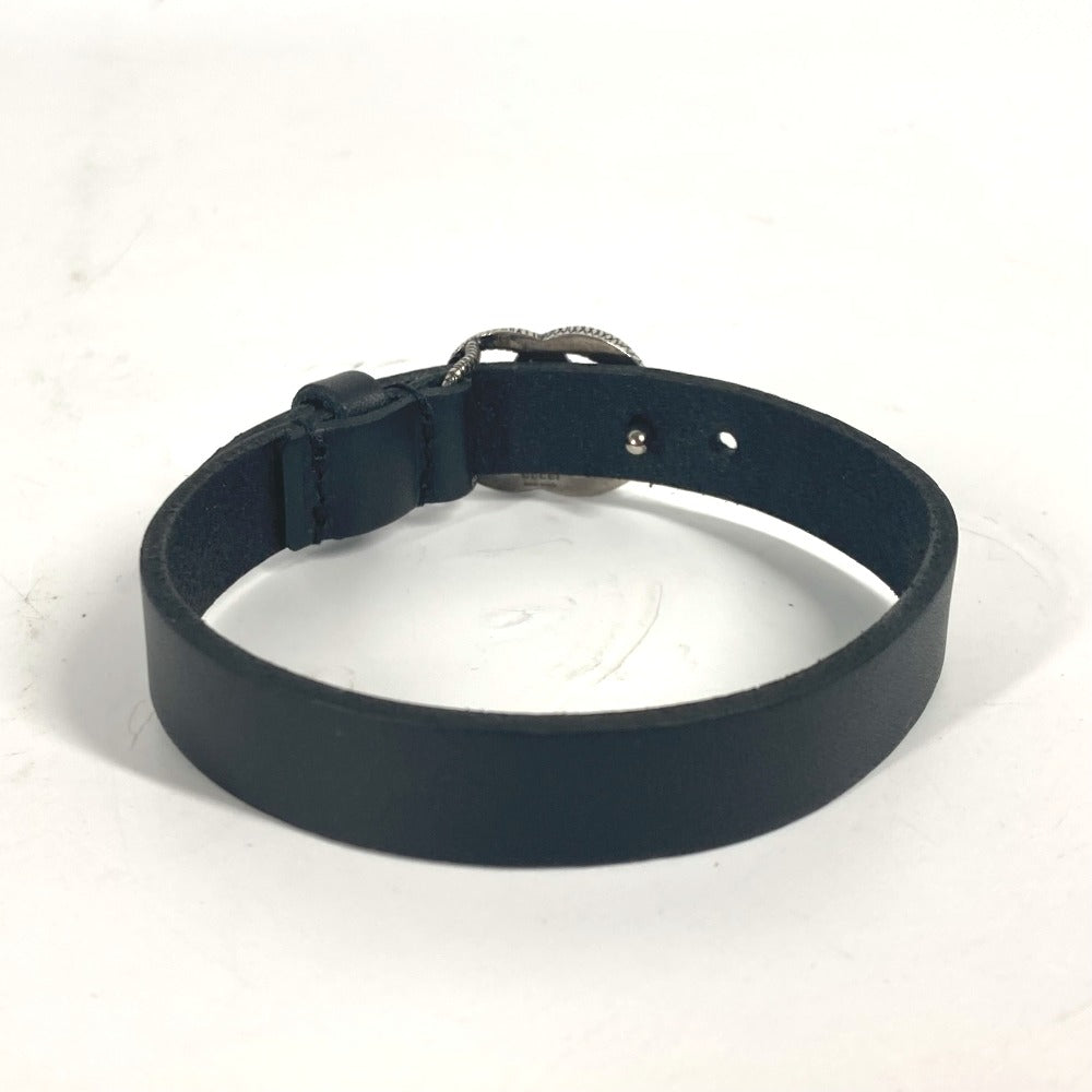 GUCCI bracelet 648702 leather black Double G engraving
