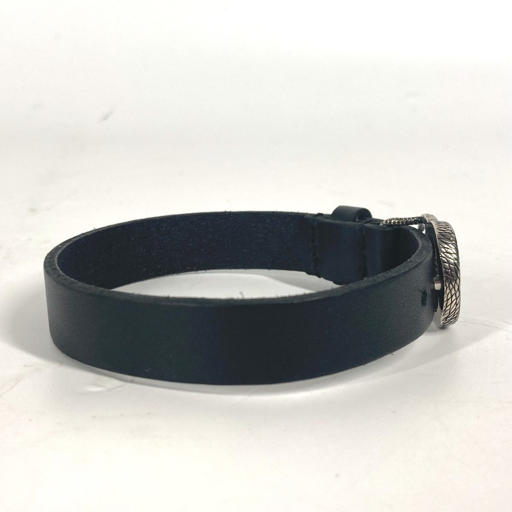 GUCCI bracelet 648702 leather black Double G engraving