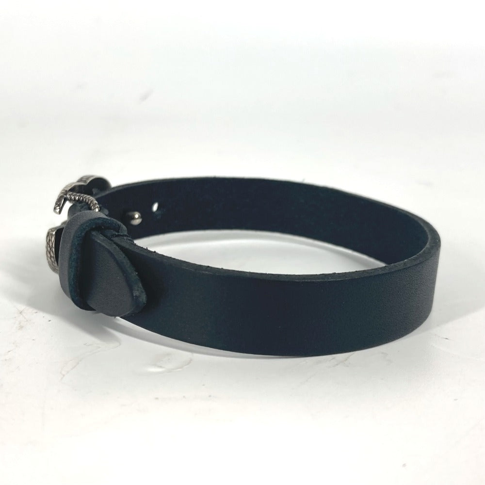 GUCCI bracelet 648702 leather black Double G engraving