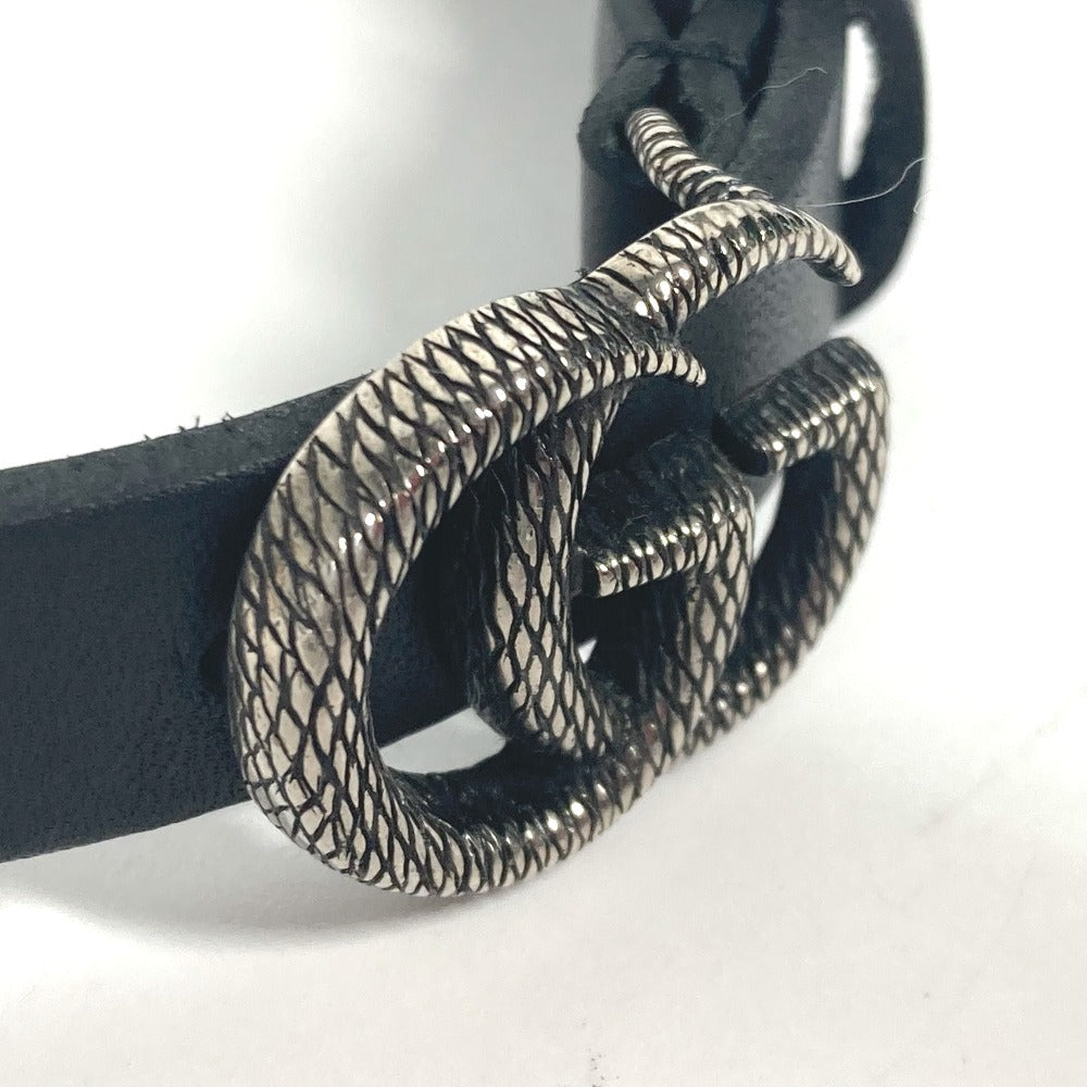GUCCI bracelet 648702 leather black Double G engraving