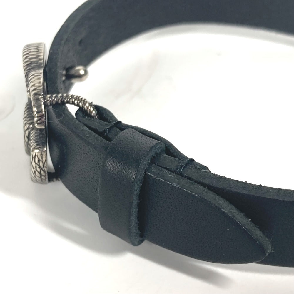GUCCI bracelet 648702 leather black Double G engraving