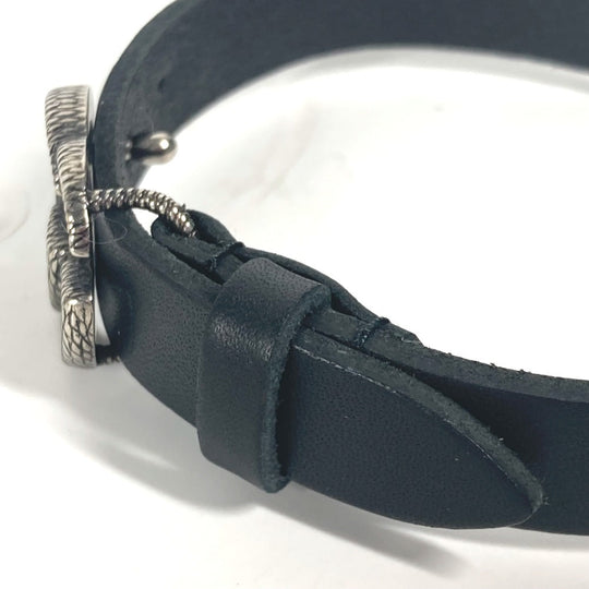 GUCCI bracelet 648702 leather black Double G engraving