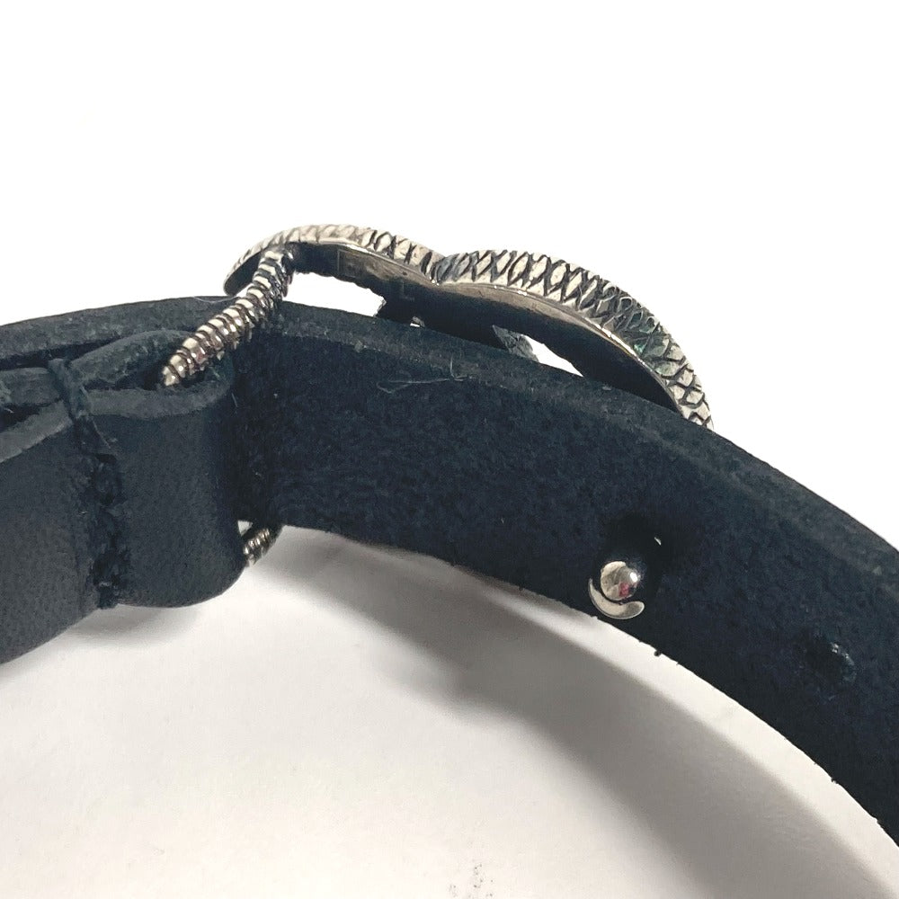 GUCCI bracelet 648702 leather black Double G engraving