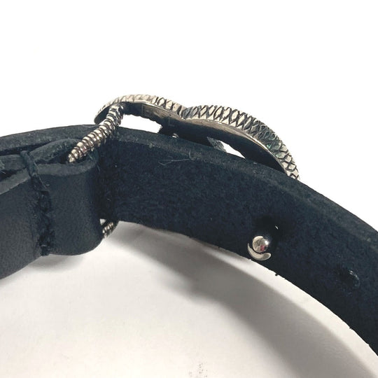 GUCCI bracelet 648702 leather black Double G engraving
