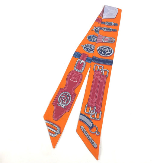 HERMES scarf silk Orange Twilly Twilly Women Used Authentic