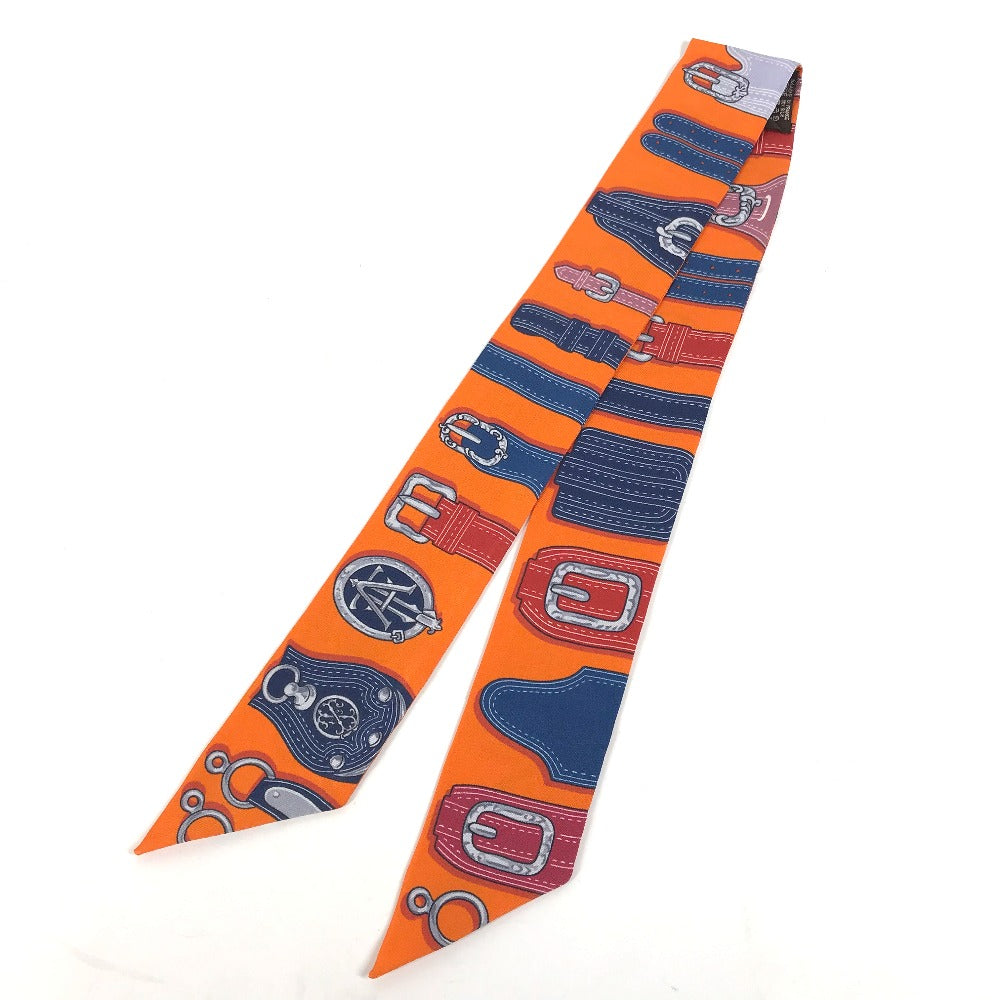 HERMES scarf silk Orange Twilly Twilly Women Used Authentic