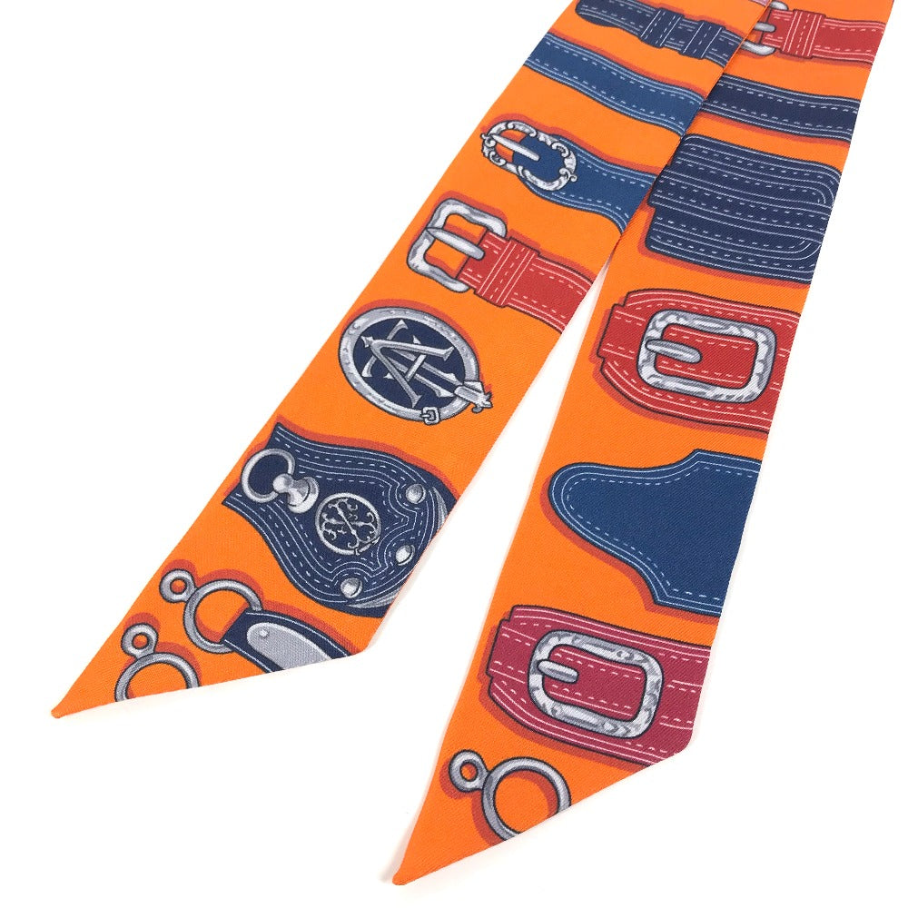 HERMES scarf silk Orange Twilly Twilly Women Used Authentic