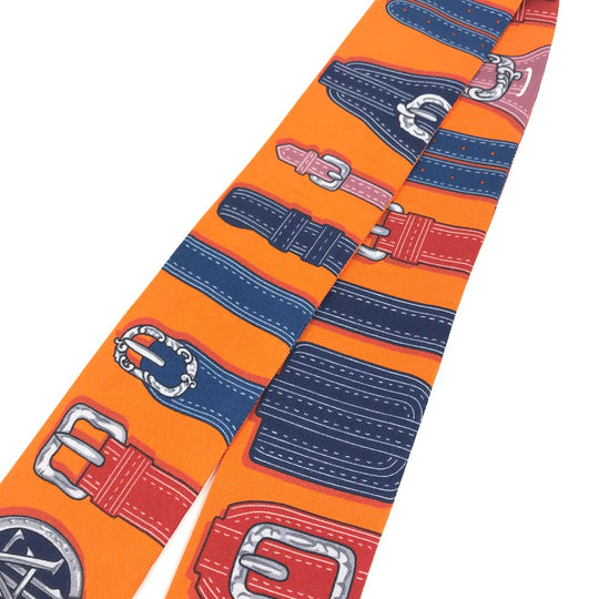 HERMES scarf silk Orange Twilly Twilly Women Used Authentic