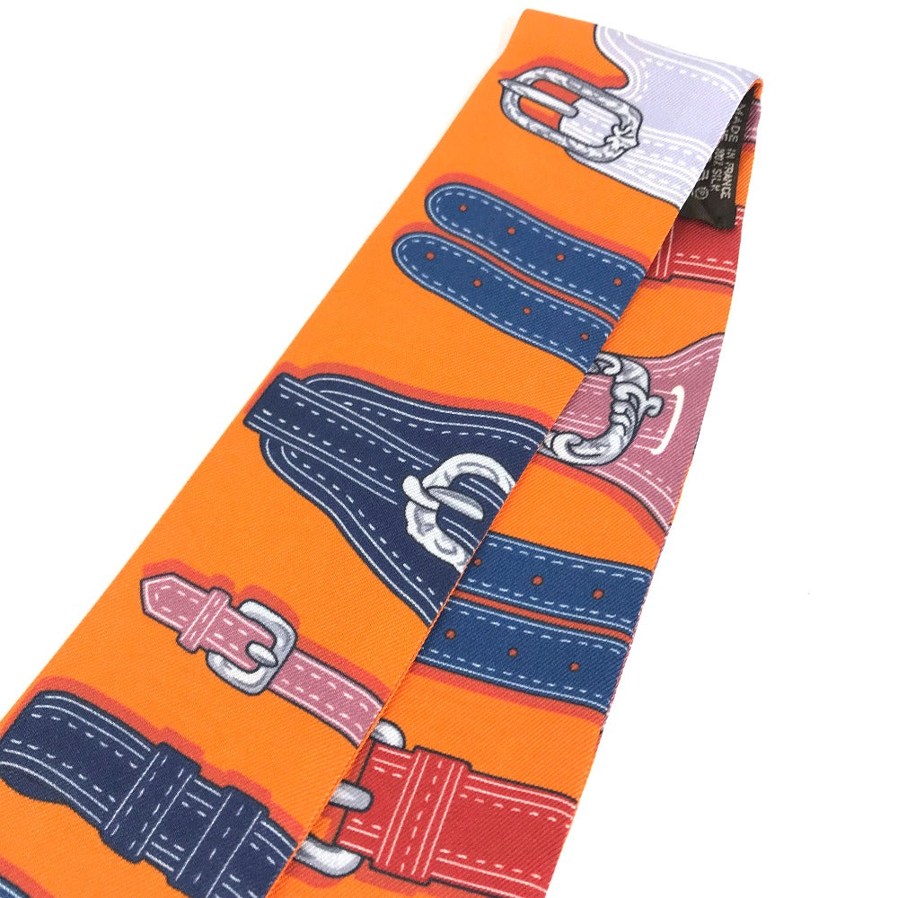 HERMES scarf silk Orange Twilly Twilly Women Used Authentic