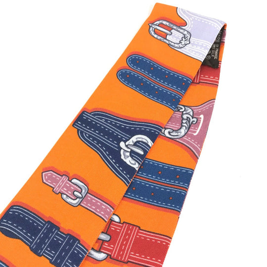 HERMES scarf silk Orange Twilly Twilly Women Used Authentic