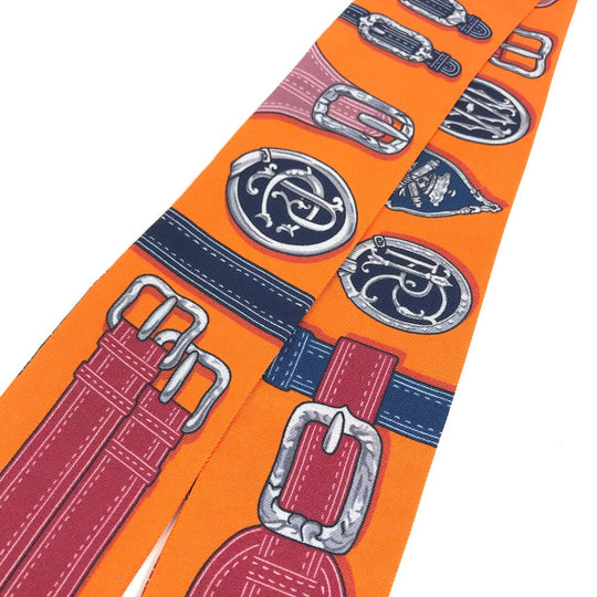 HERMES scarf silk Orange Twilly Twilly Women Used Authentic