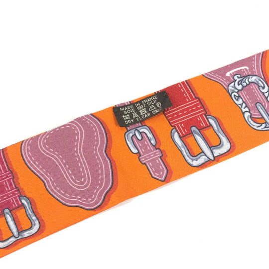 HERMES scarf silk Orange Twilly Twilly Women Used Authentic