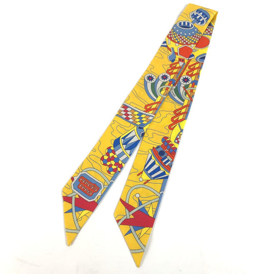 HERMES scarf silk yellow Twilly Twilly