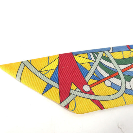 HERMES scarf silk yellow Twilly Twilly