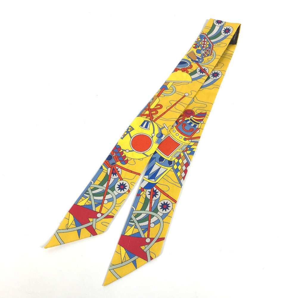 HERMES scarf silk yellow Twilly Twilly