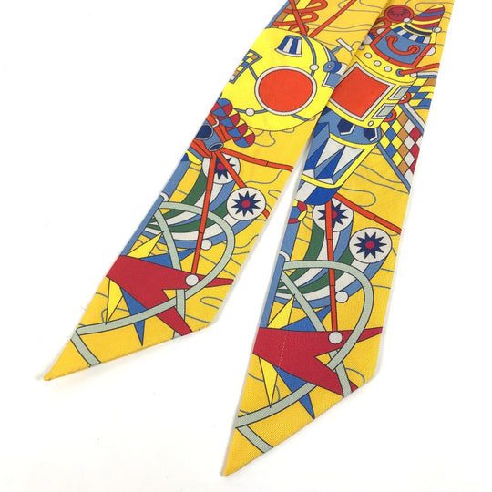 HERMES scarf silk yellow Twilly Twilly